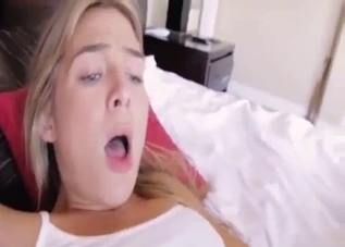 Blonde in white fucked in POV by her father